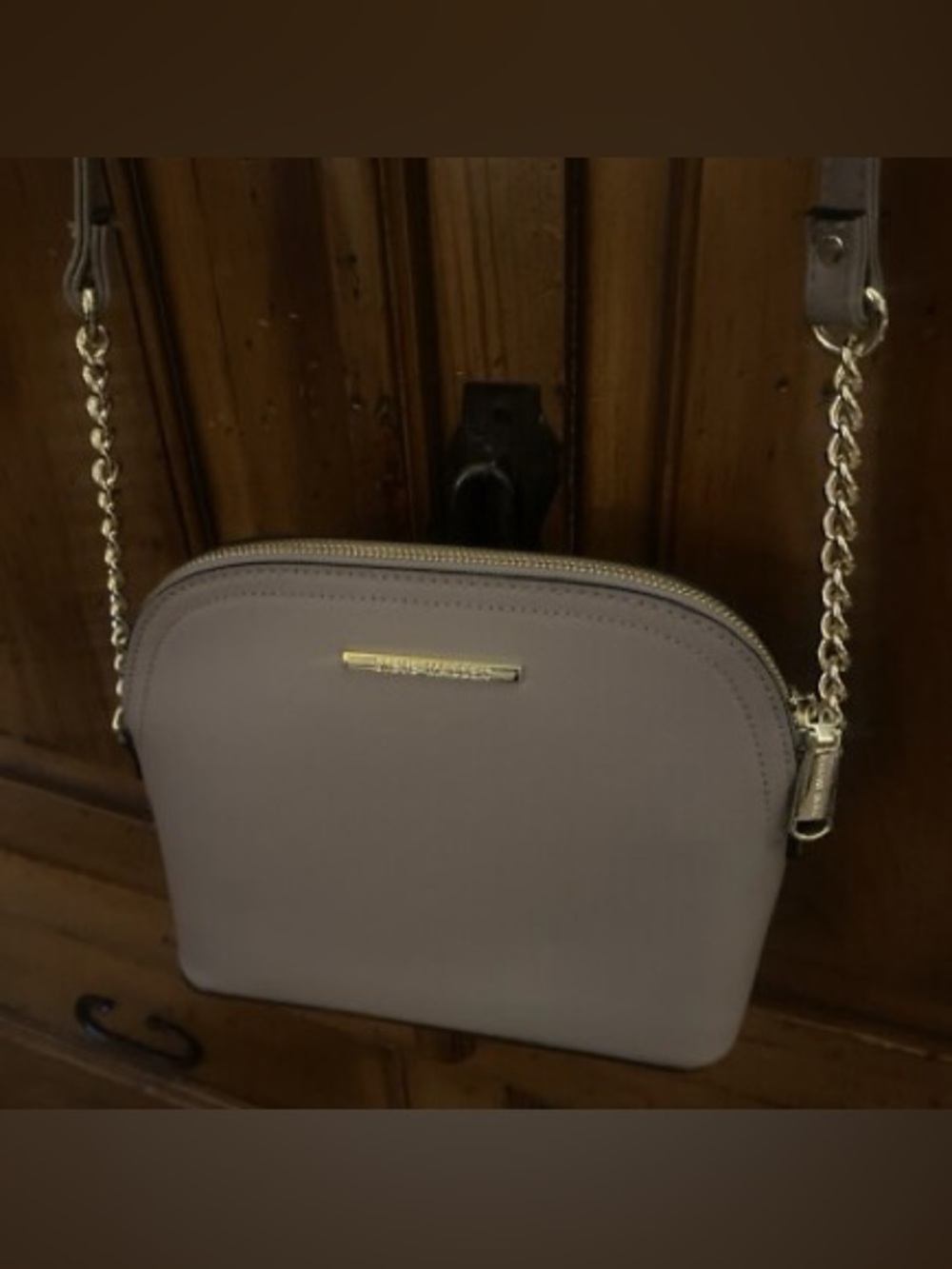 Steve Madden Light Gray Crossbody Bag with Gold Chain
